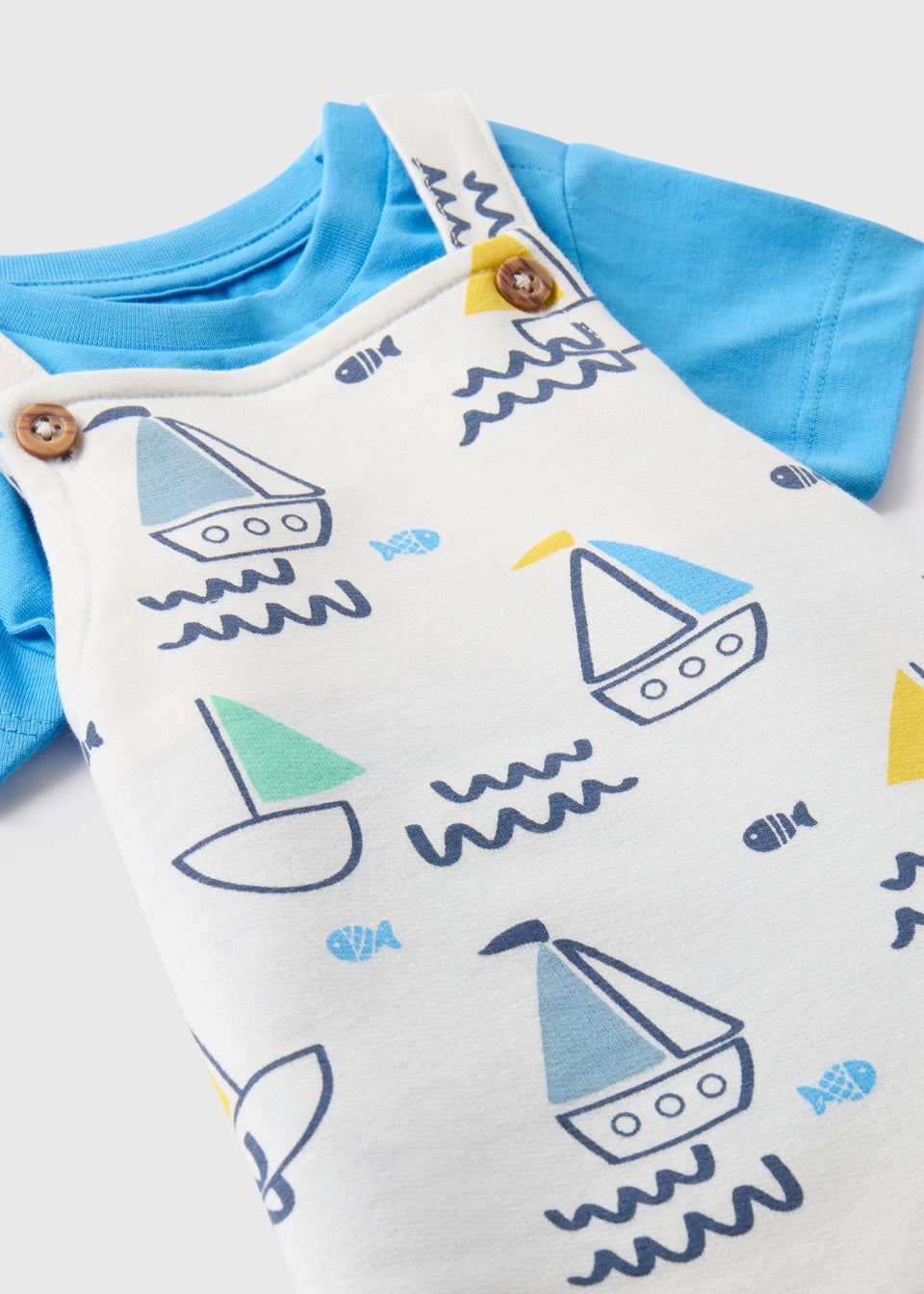 Baby Ecru Nautical Dungaree & T-Shirt Set (Newborn-23mths)