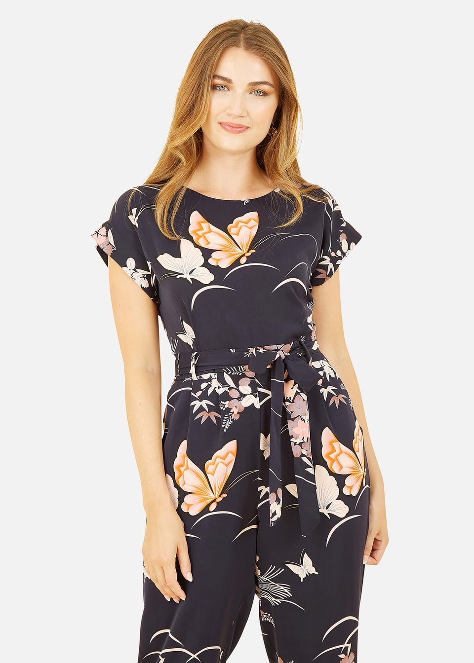 Yumi Navy Butterfly Print Jumpsuit