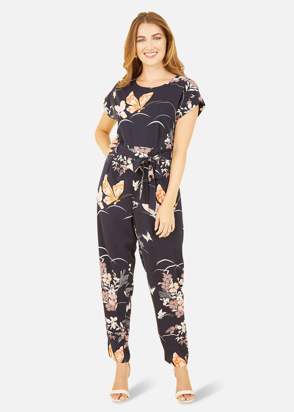 Yumi Navy Butterfly Print Jumpsuit
