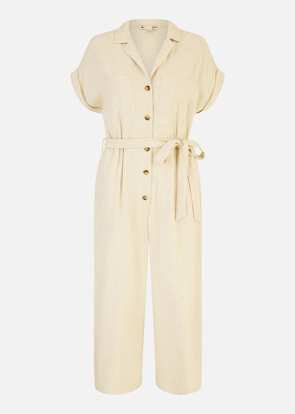 Yumi Natural Viscose Button Up Jumpsuit