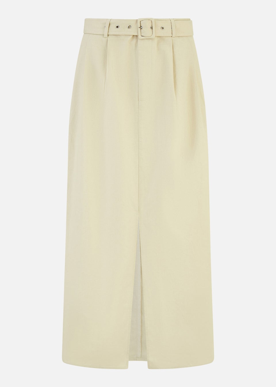 Yumi Stone Cotton Midi Skirt With Belt And Split Hem