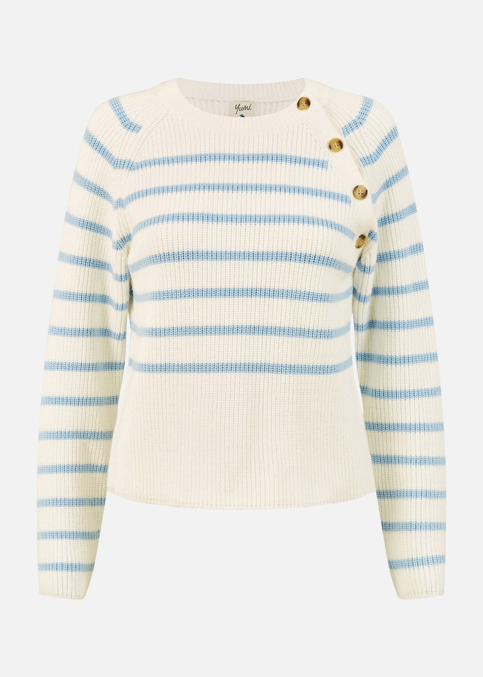 Yumi Ivory Stripe Jumper With Button Detail