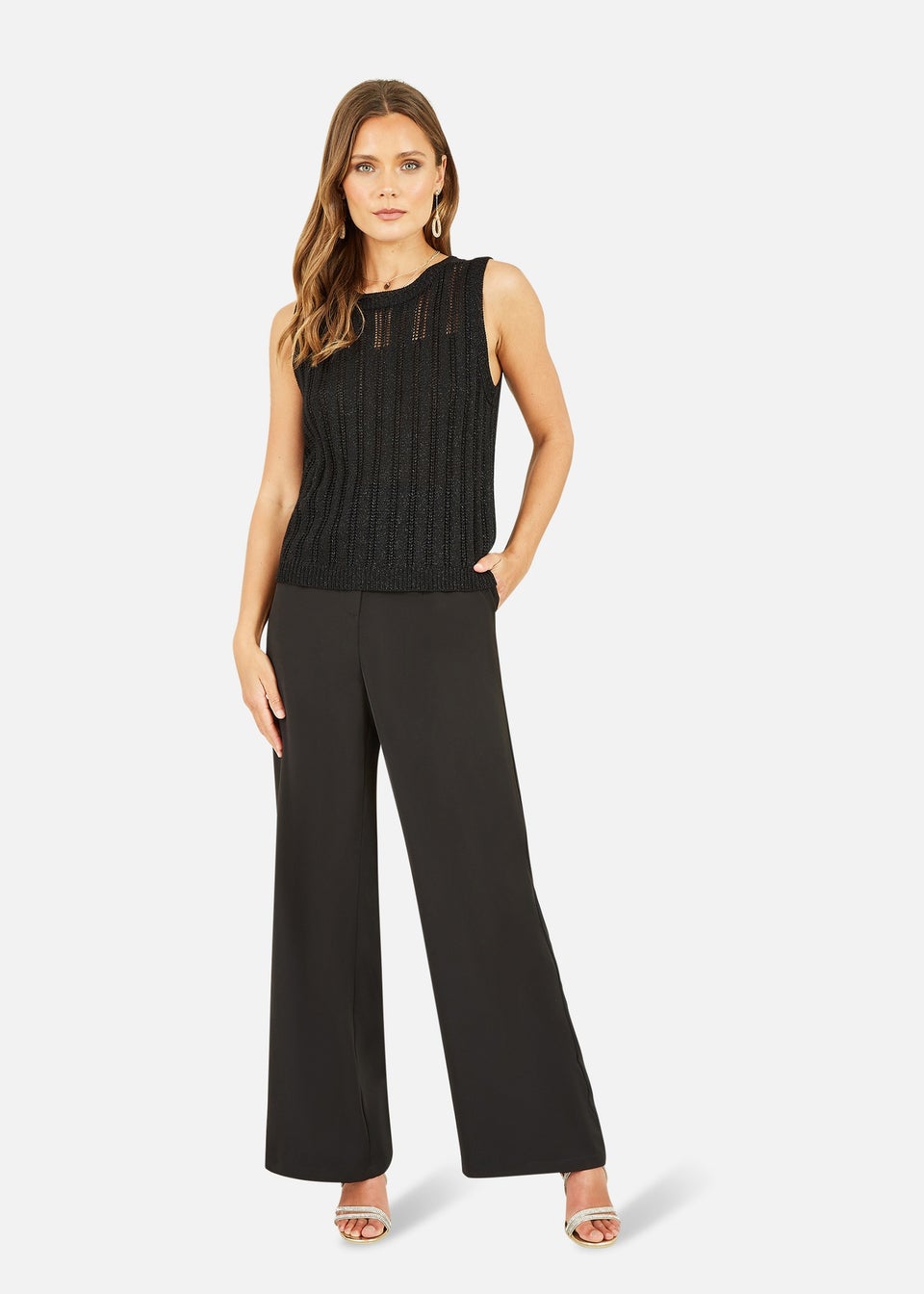 Yumi Black Metallic Knitted Tank Top