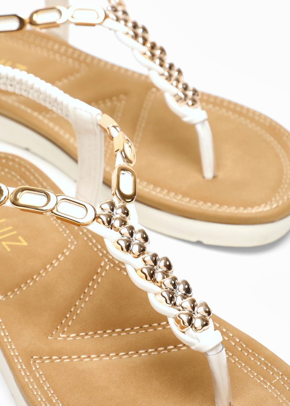 Quiz White Pleated Comfort Flat Sandals