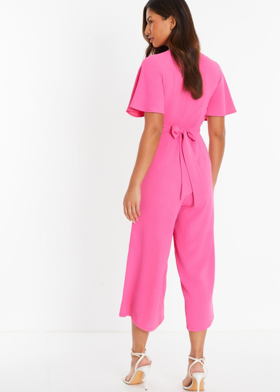 Quiz Pink Wrap Front Culotte Jumpsuit