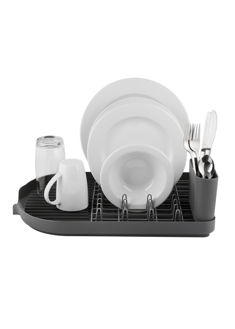 Tower Grey Compact Dishrack With Cutlery