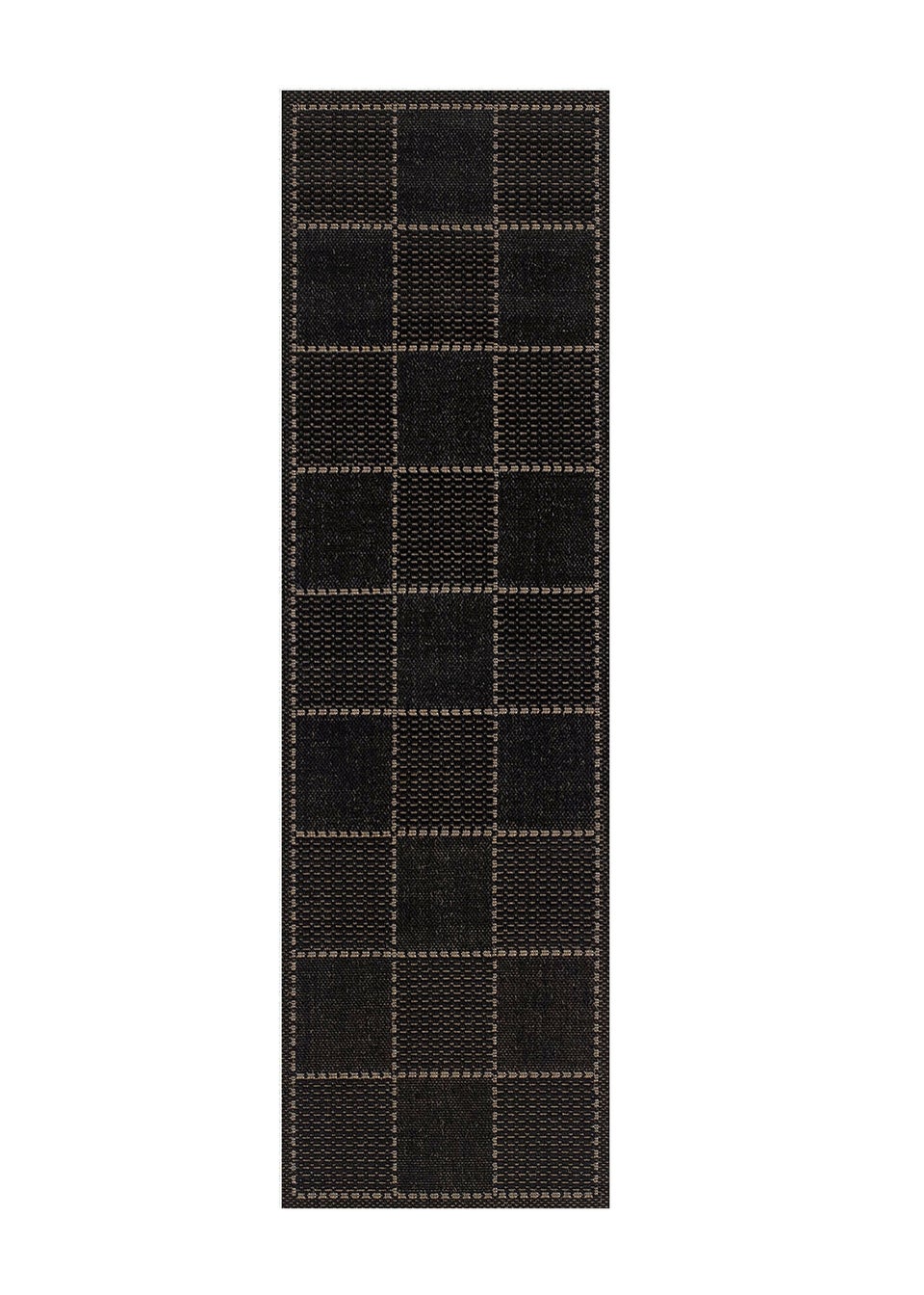 Homemaker Black Check Gel Backed Flatweave Runner (060x230cm)