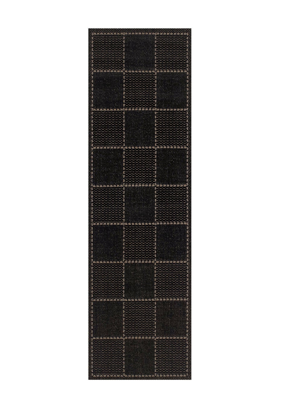 Homemaker Black Check Gel Backed Flatweave Runner (060x230cm)