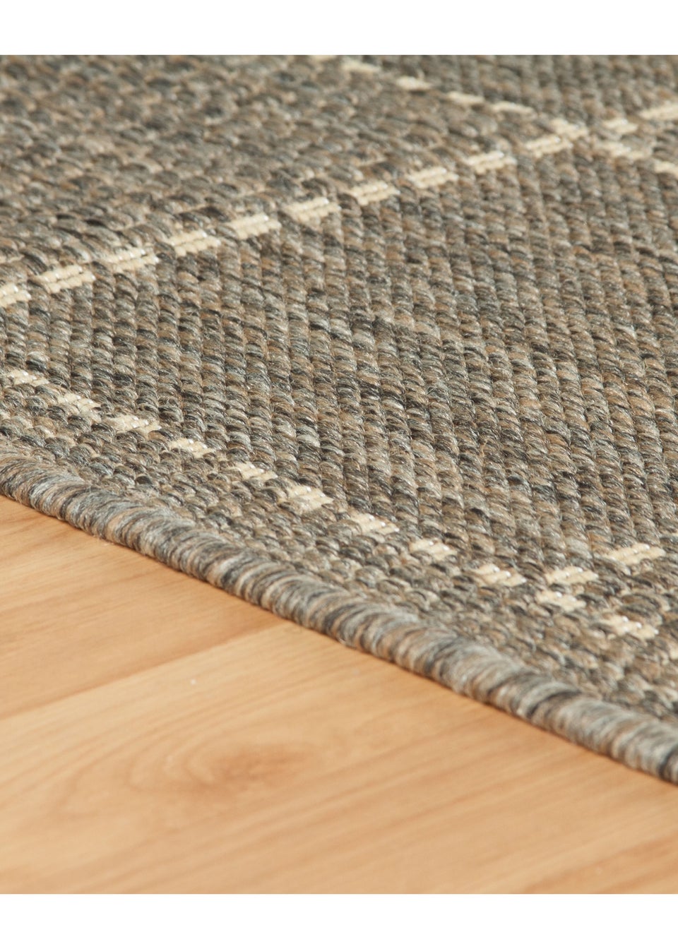 Homemaker Grey Check Gel Backed Flatweave Rug (060x230cm)