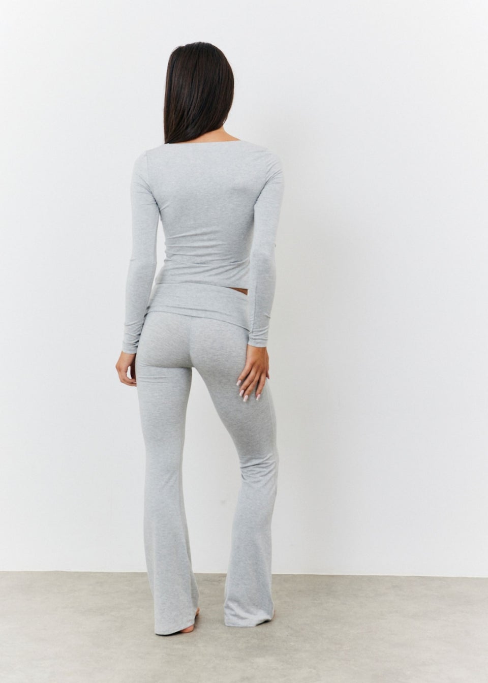 In The Style Grey Long Sleeve Bardot Top