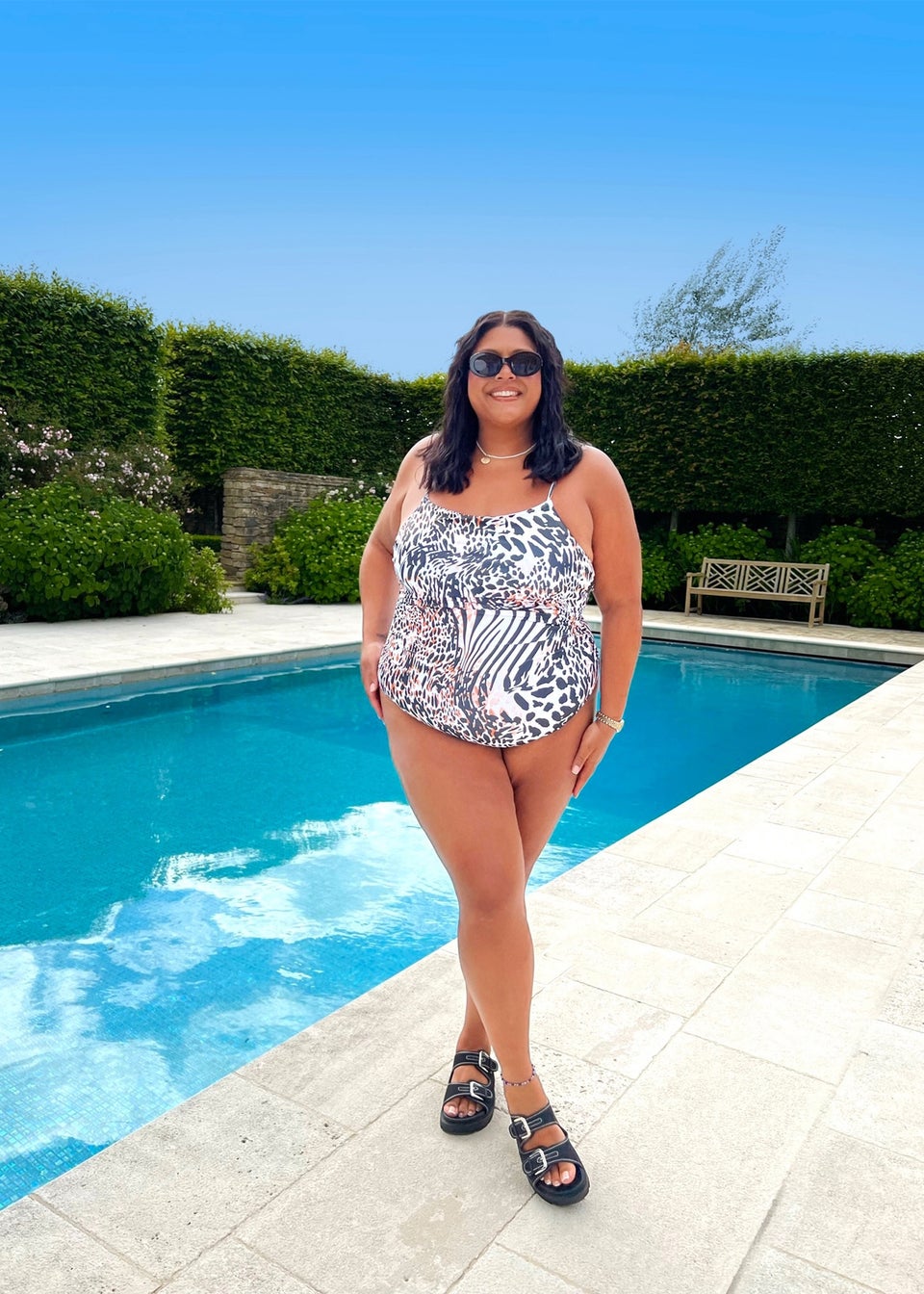 In The Style White Animal Print Swimsuit