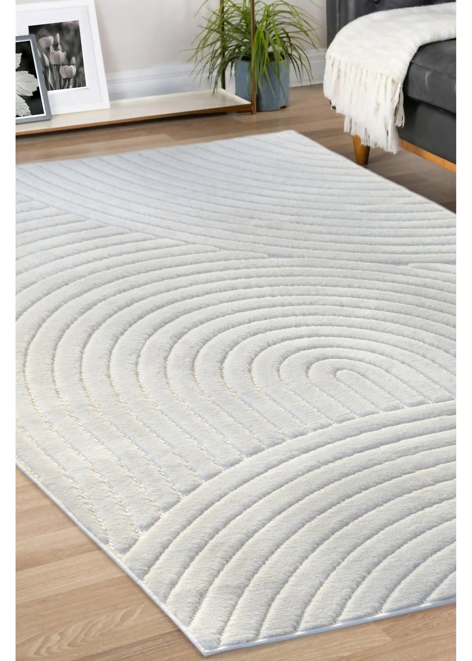 Homemaker Malmo White Curves Rug