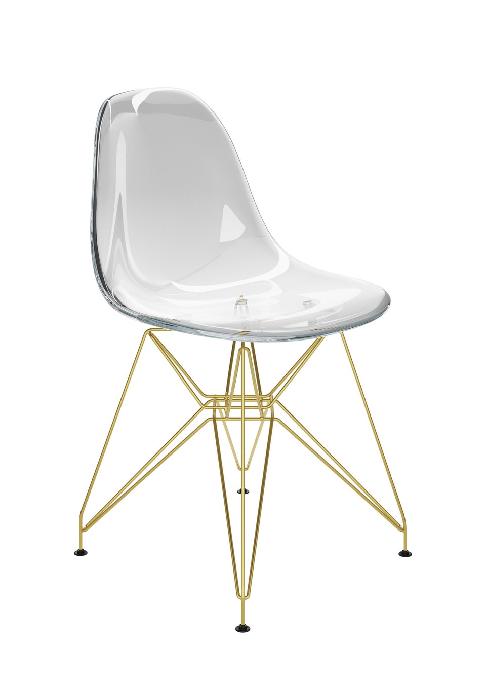 Aura Calama Clear/Gold Legs Dining Chair  (Pack Of 2)