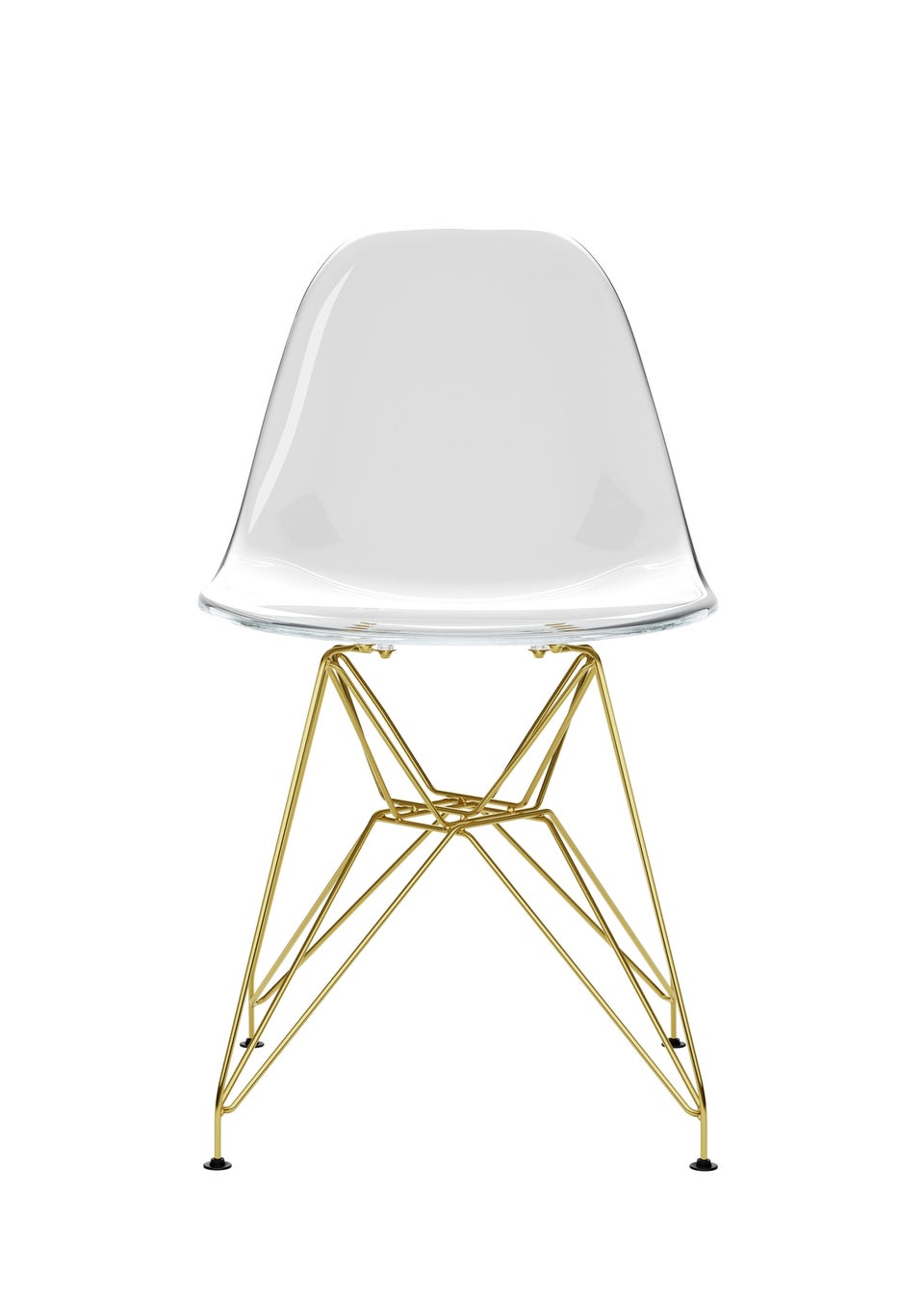 Aura Calama Clear/Gold Legs Dining Chair  (Pack Of 2)