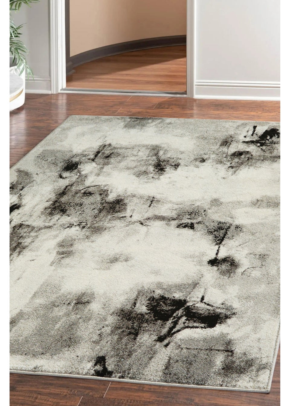 Homemaker Monochrome Grey/Black Horizon Marble Rug (120x170cm)