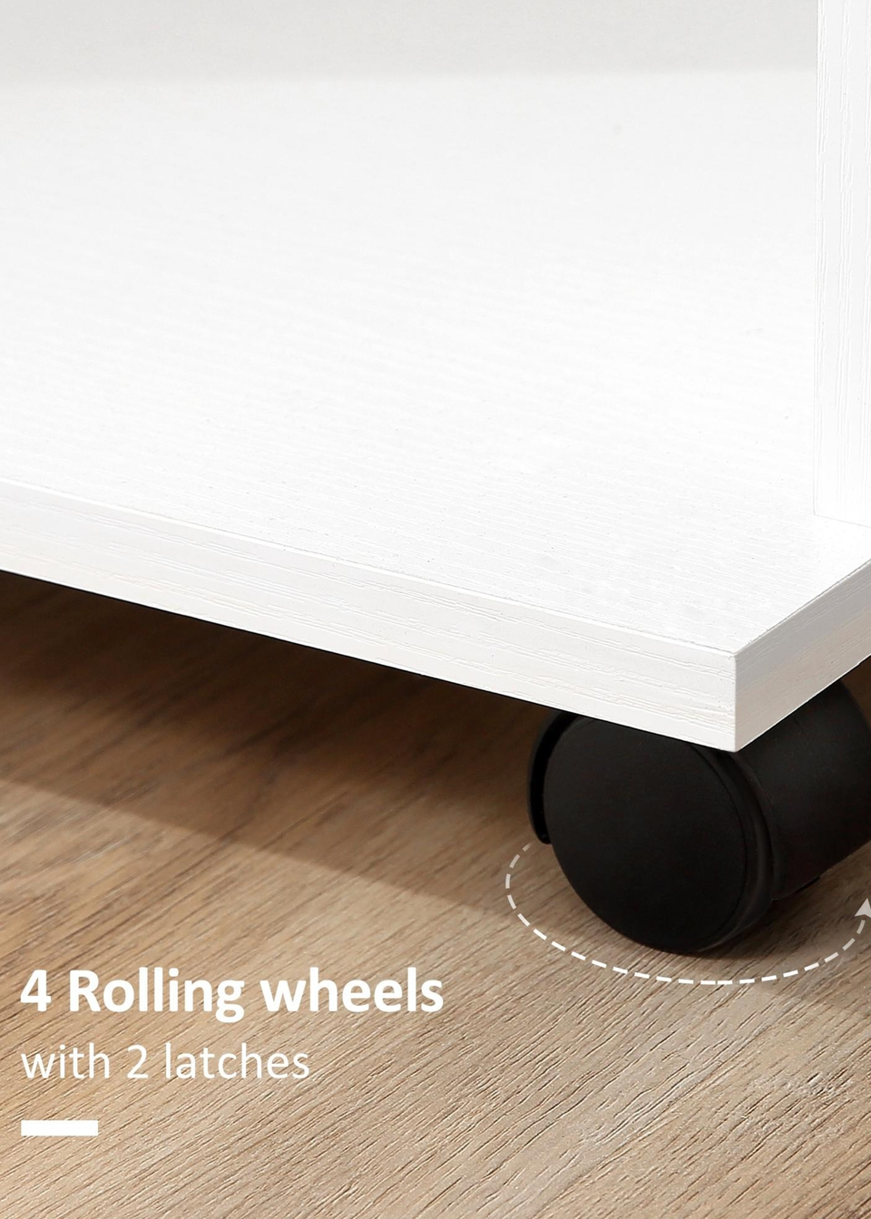 HOMCOM White Rolling Open Wardrobe Hanging Rail (80cm x 40cm x 128cm)