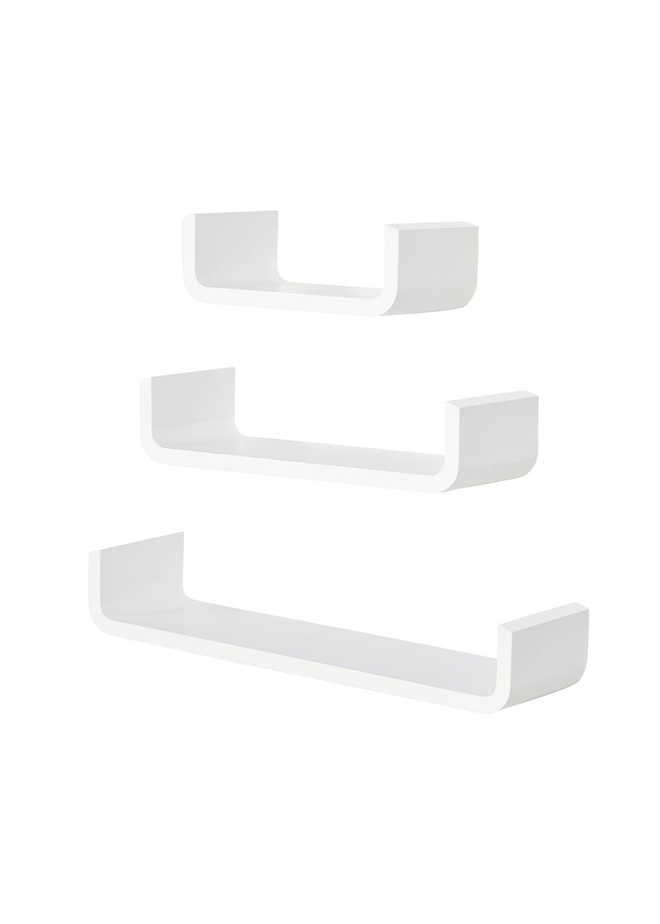 HOMCOM White U Shaped Shelf Set (60cm x 15cm x 10cm)