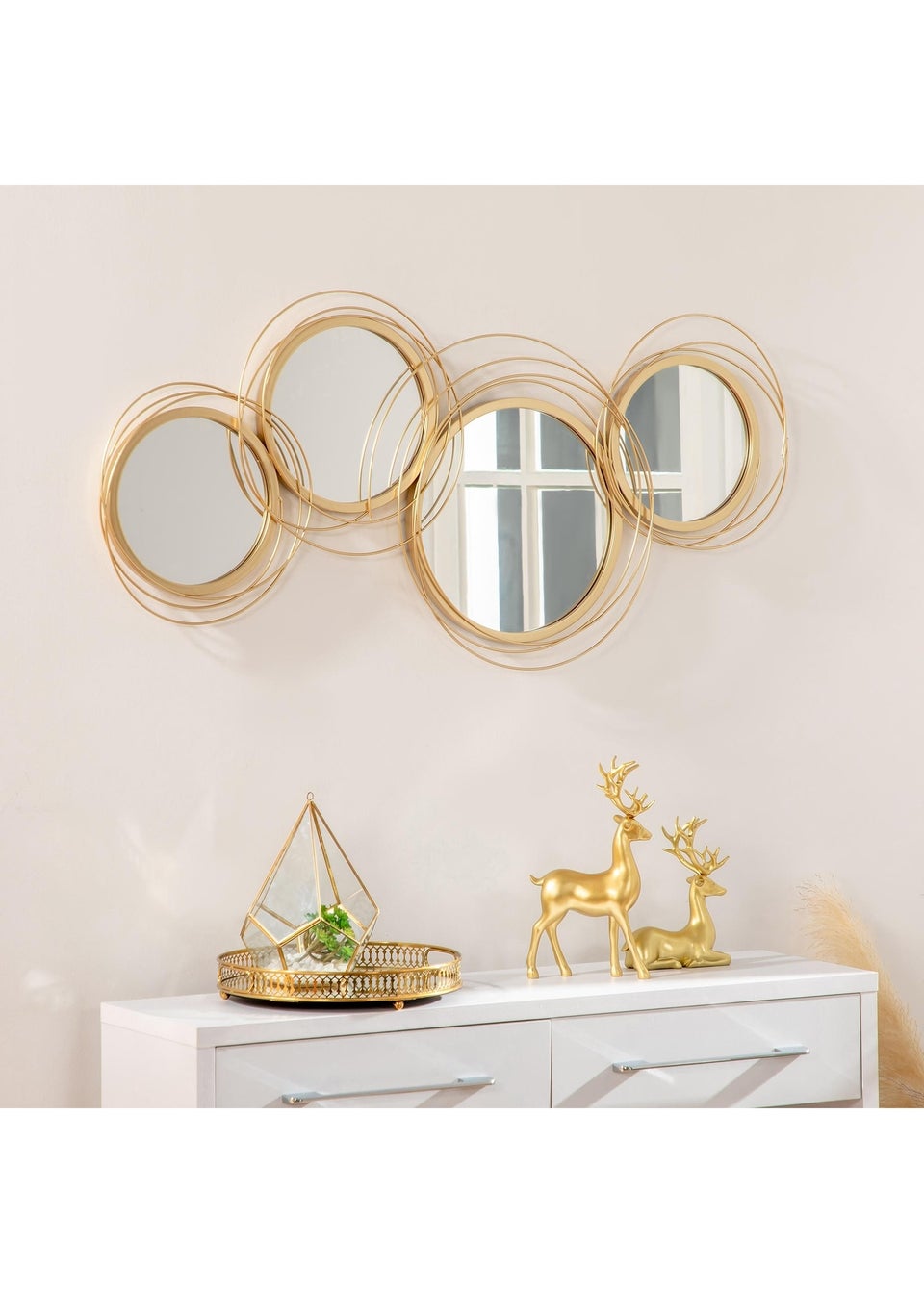 HOMCOM Gold Wall Art Decorative Mirror (107cm x 56cm x 4cm)