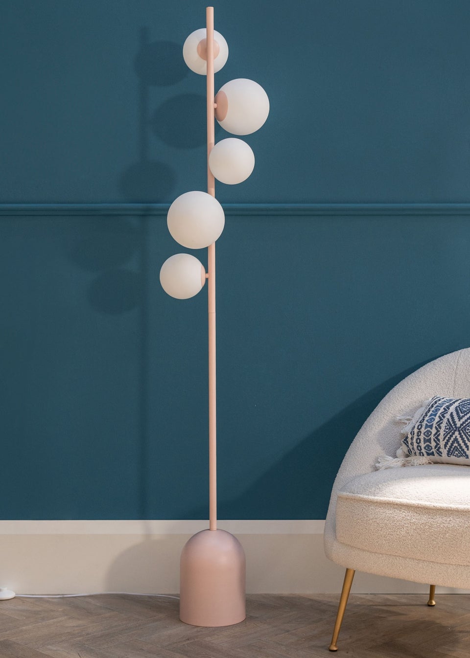 ValueLights Marlow Blush Pink Floor Lamp (165cm x 34cm)
