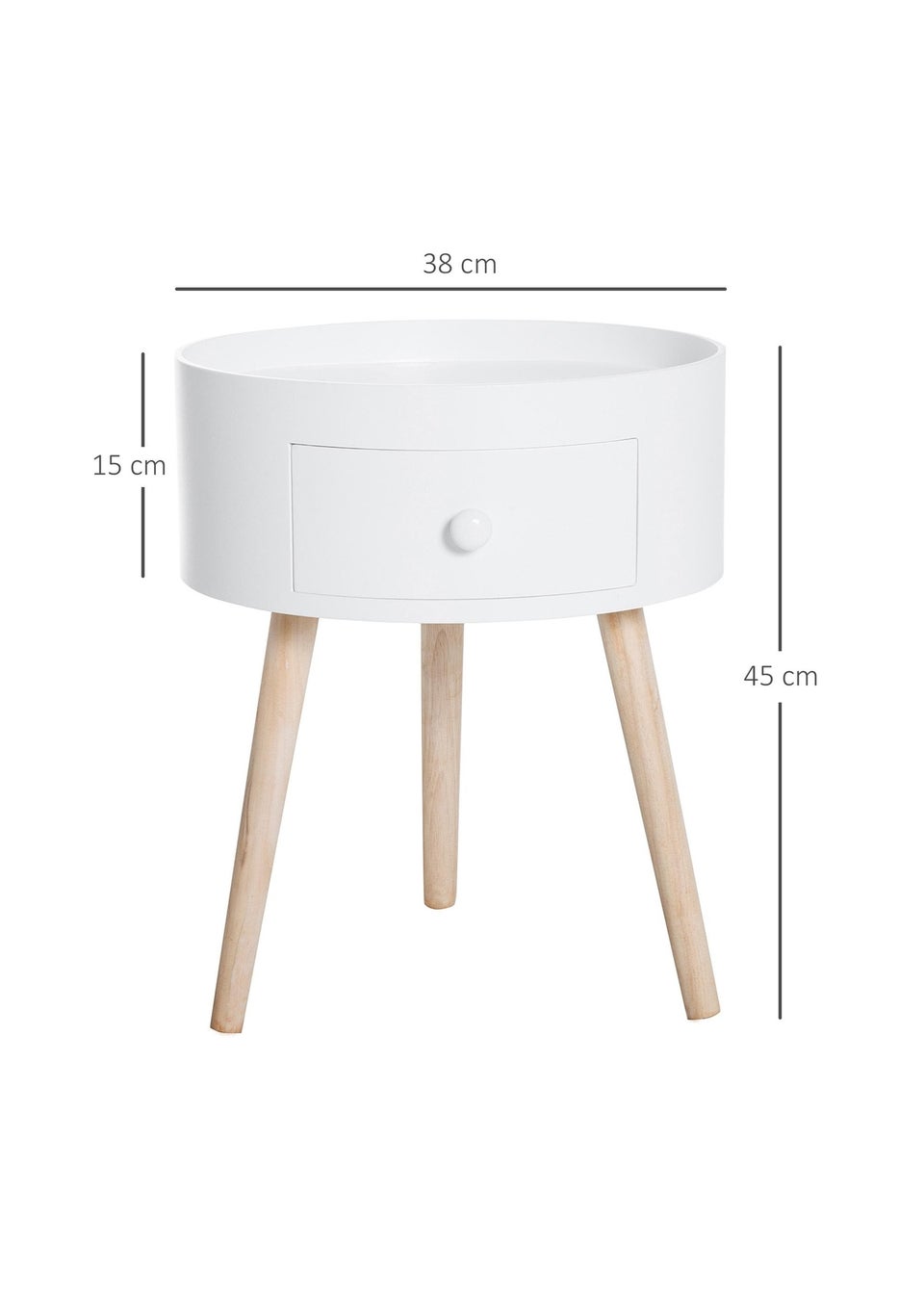 HOMCOM White Round Corner Coffee Table (38cm x 38cm x 45cm)