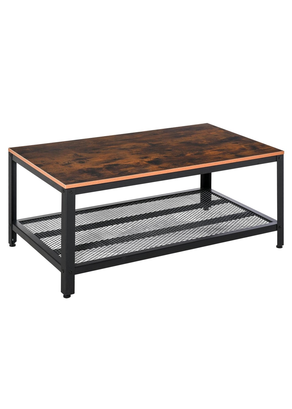 HOMCOM Black 2-Tier Wooden Coffee Table (106cm x 60cm x 45cm)
