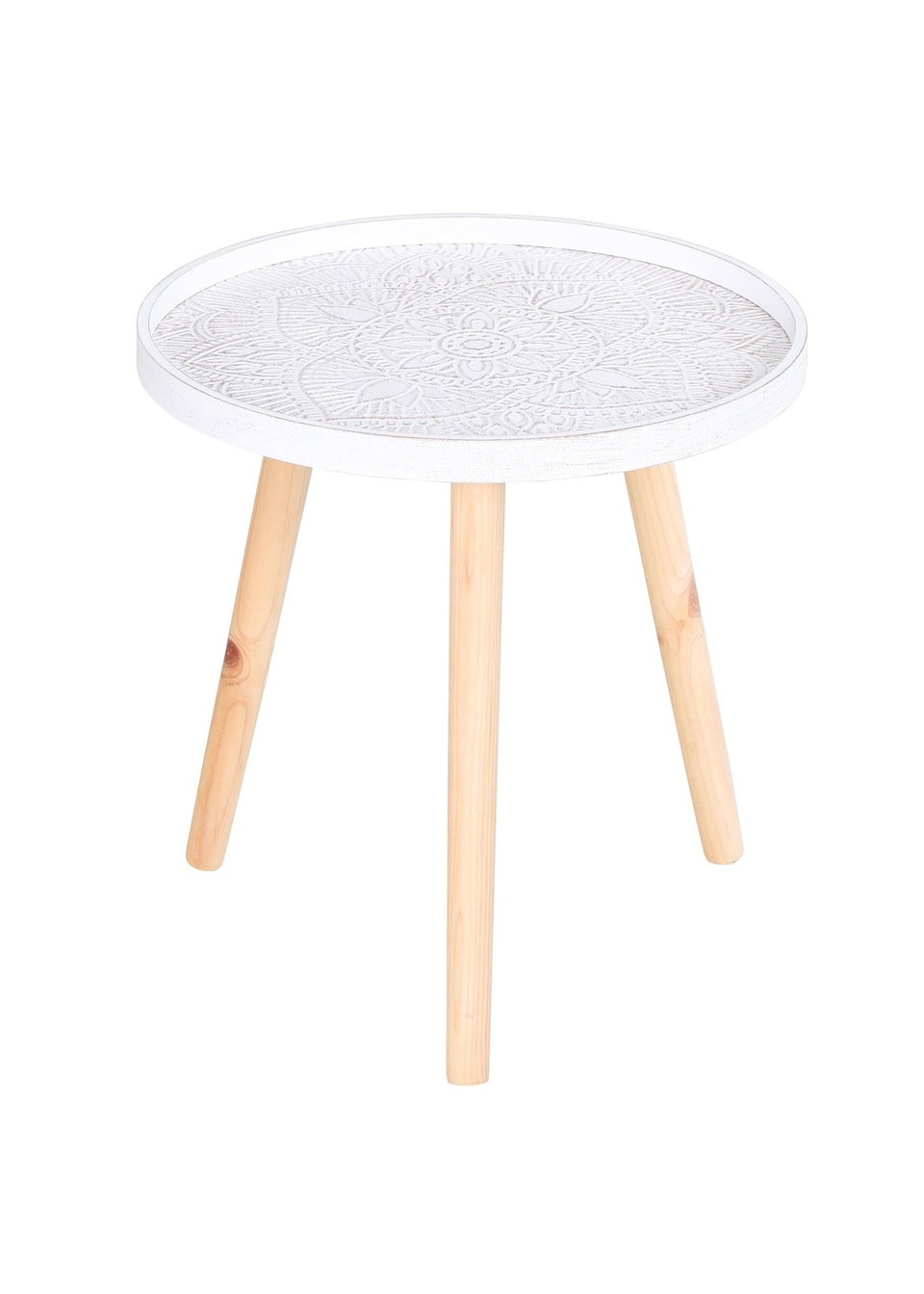 HOMCOM White Round Coffee Table W/ Wood Legs (40cm x 40cm x 40.5cm)