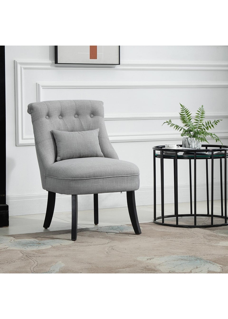 HOMCOM Grey Fabric Single Sofa Armchair 52.5cm x 69cm x 82cm Matalan