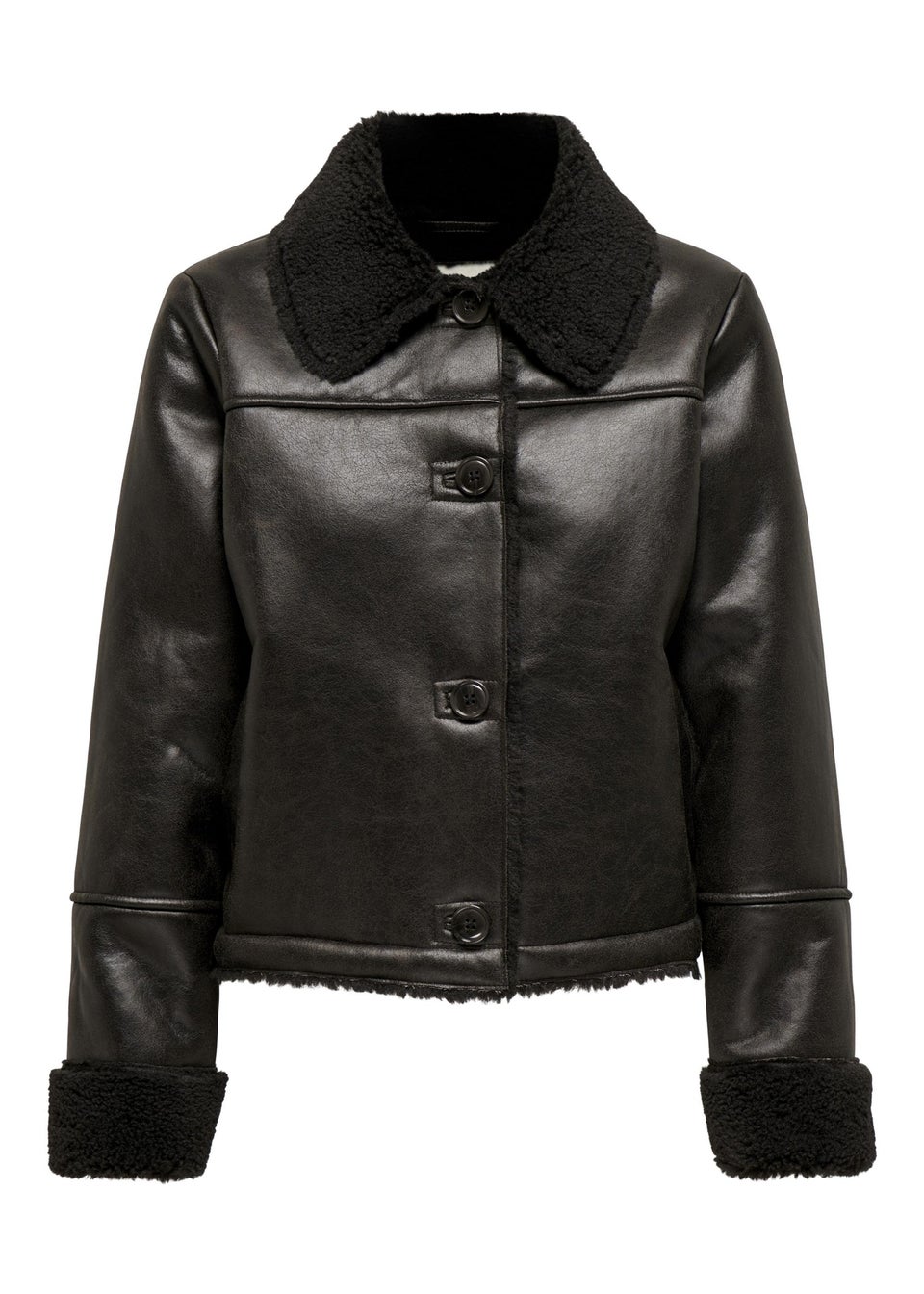 JDY Chocolate Brown Shearling Jacket Matalan