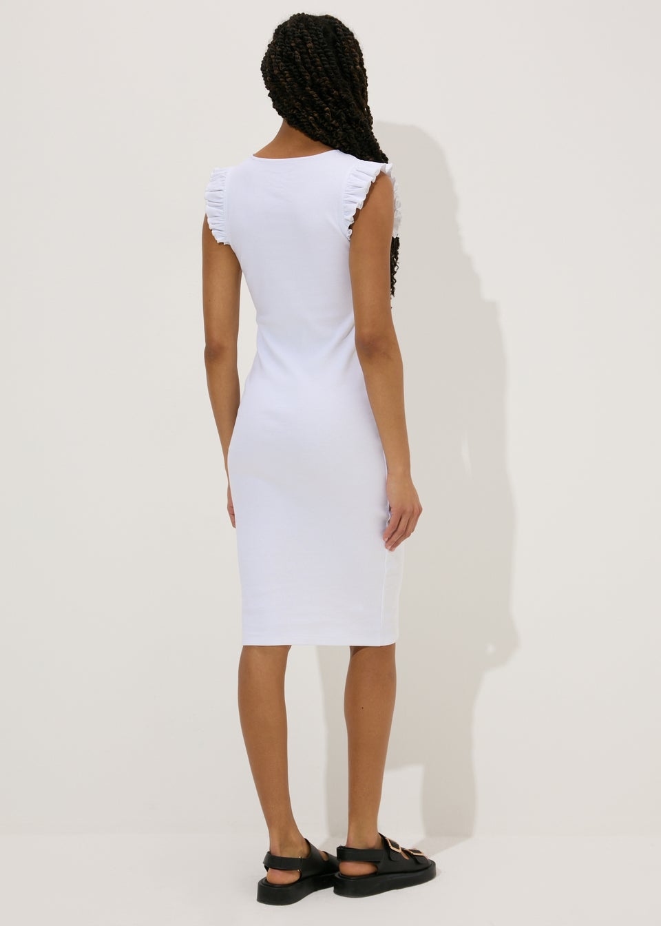 White Ribbed Midi Dress