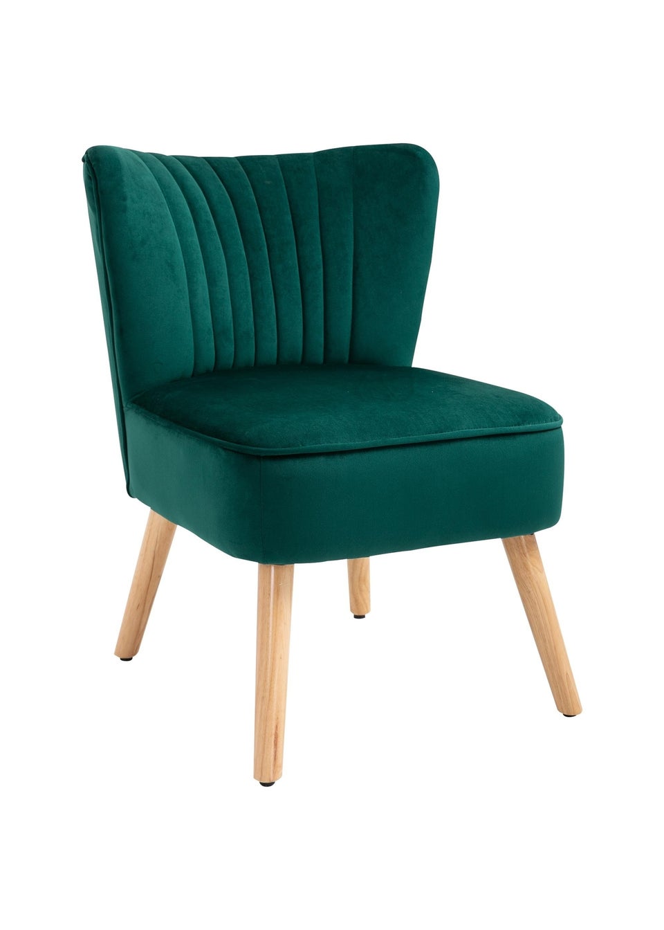 HOMCOM Green Velvet Accent Chair Occasional Tub (57cm x 68cm x 76cm)
