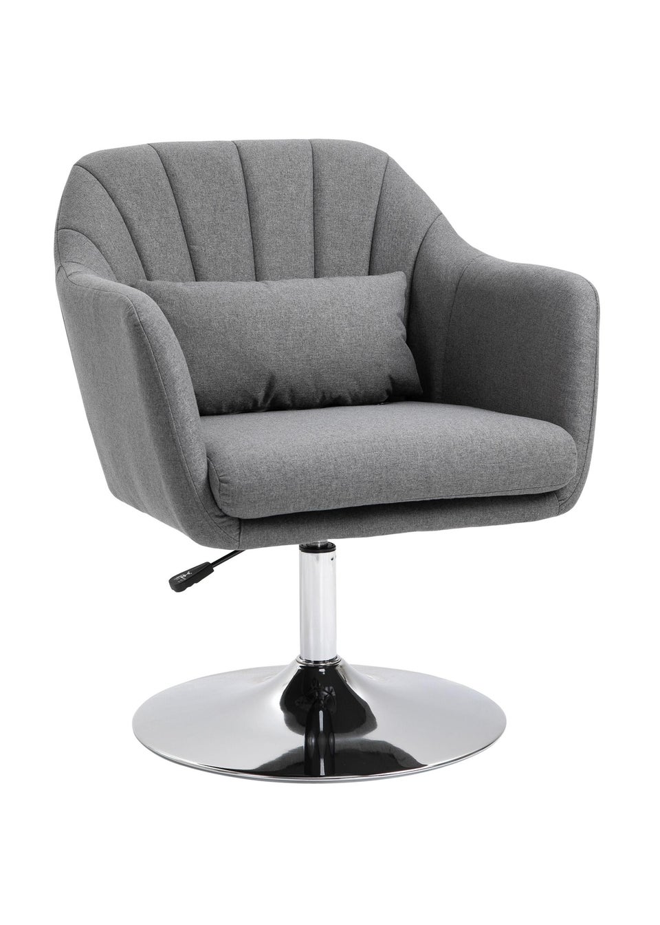 HOMCOM Grey Stylish Retro Linen Swivel Tub Chair (60cm x 60cm x 91cm)