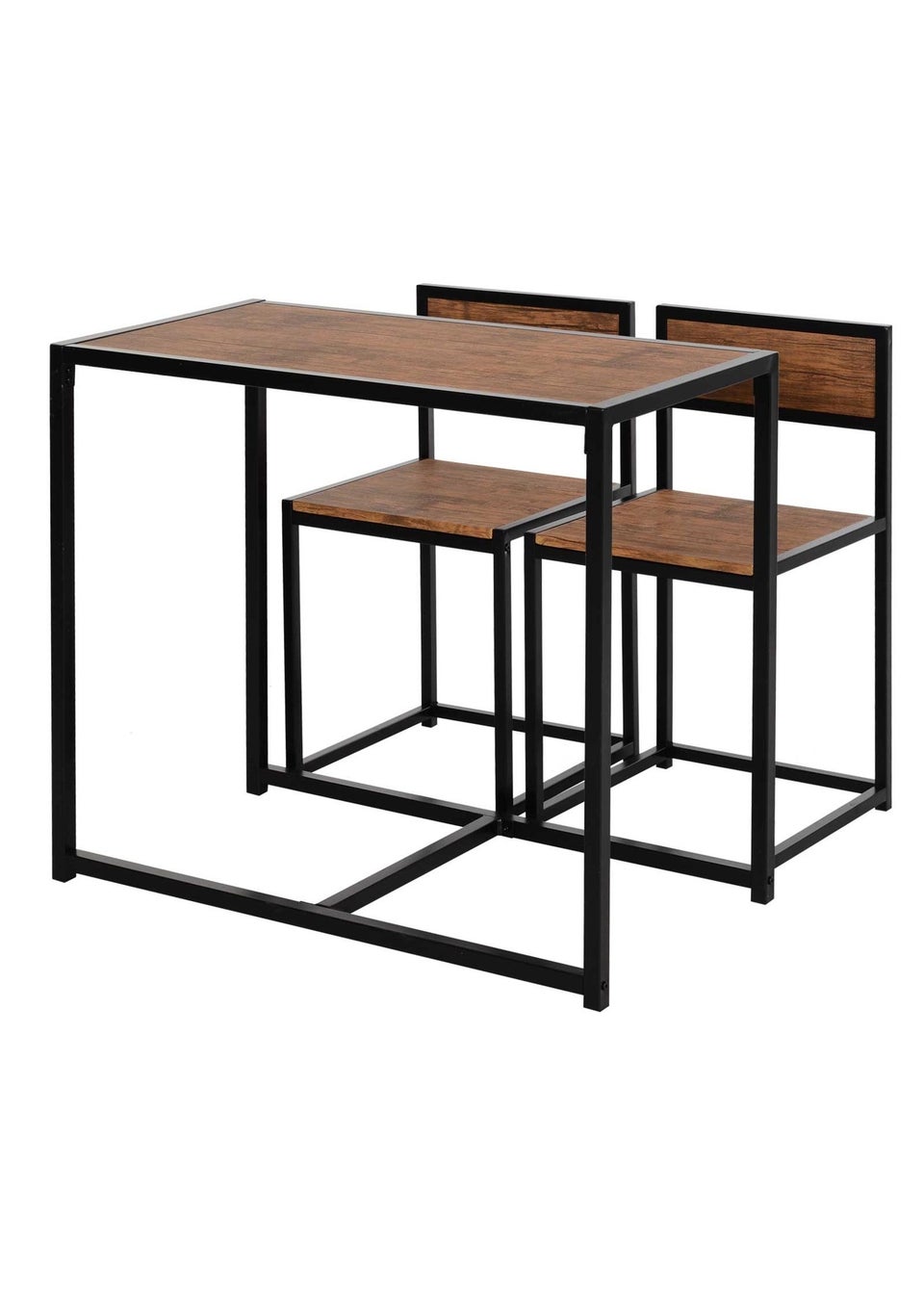 HOMCOM Brown Table Stool 3 Pcs Set (90cm x 47cm x 76cm)