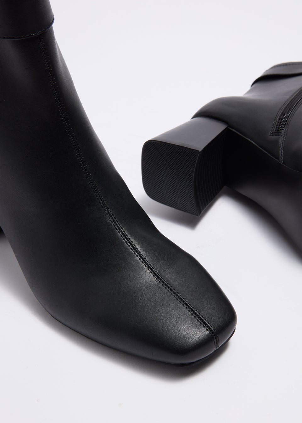 Black Wide Fit Buckle Block Heel Boots