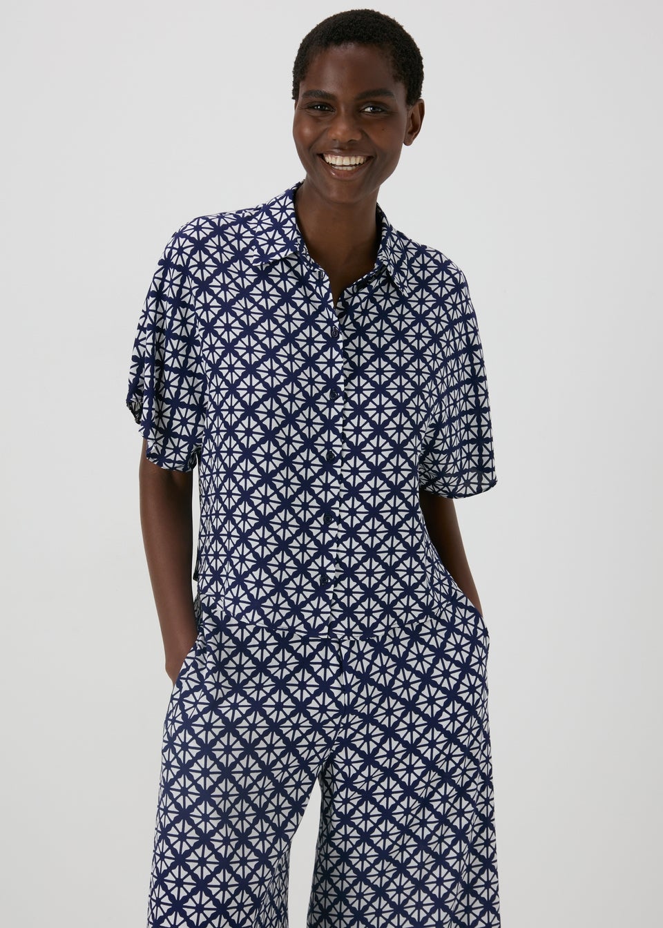 Navy Patterned shirt