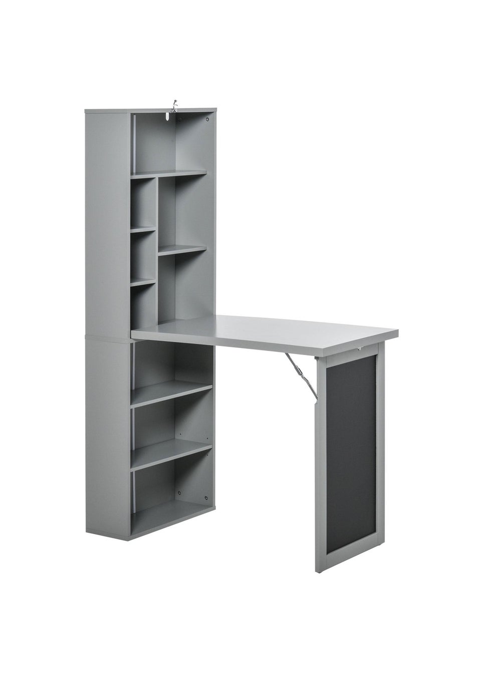 HOMCOM Grey Folding Convertible Desk with Blackboard (98cm x 51cm x 153cm)