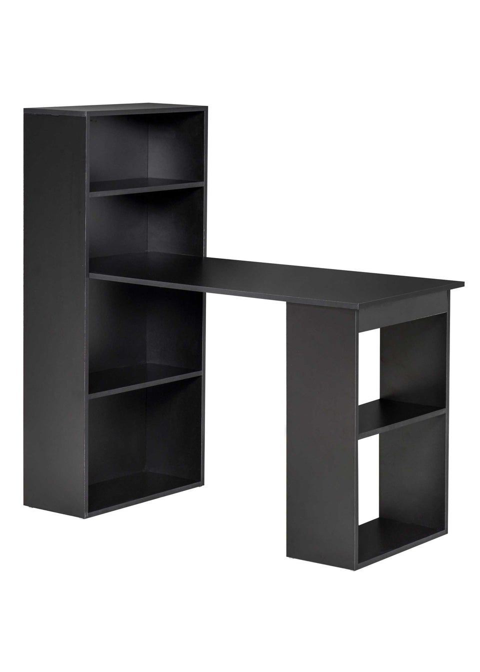 HOMCOM Black Writing Table Workstation 6 Shelves (120cm x 55cm x 120cm)