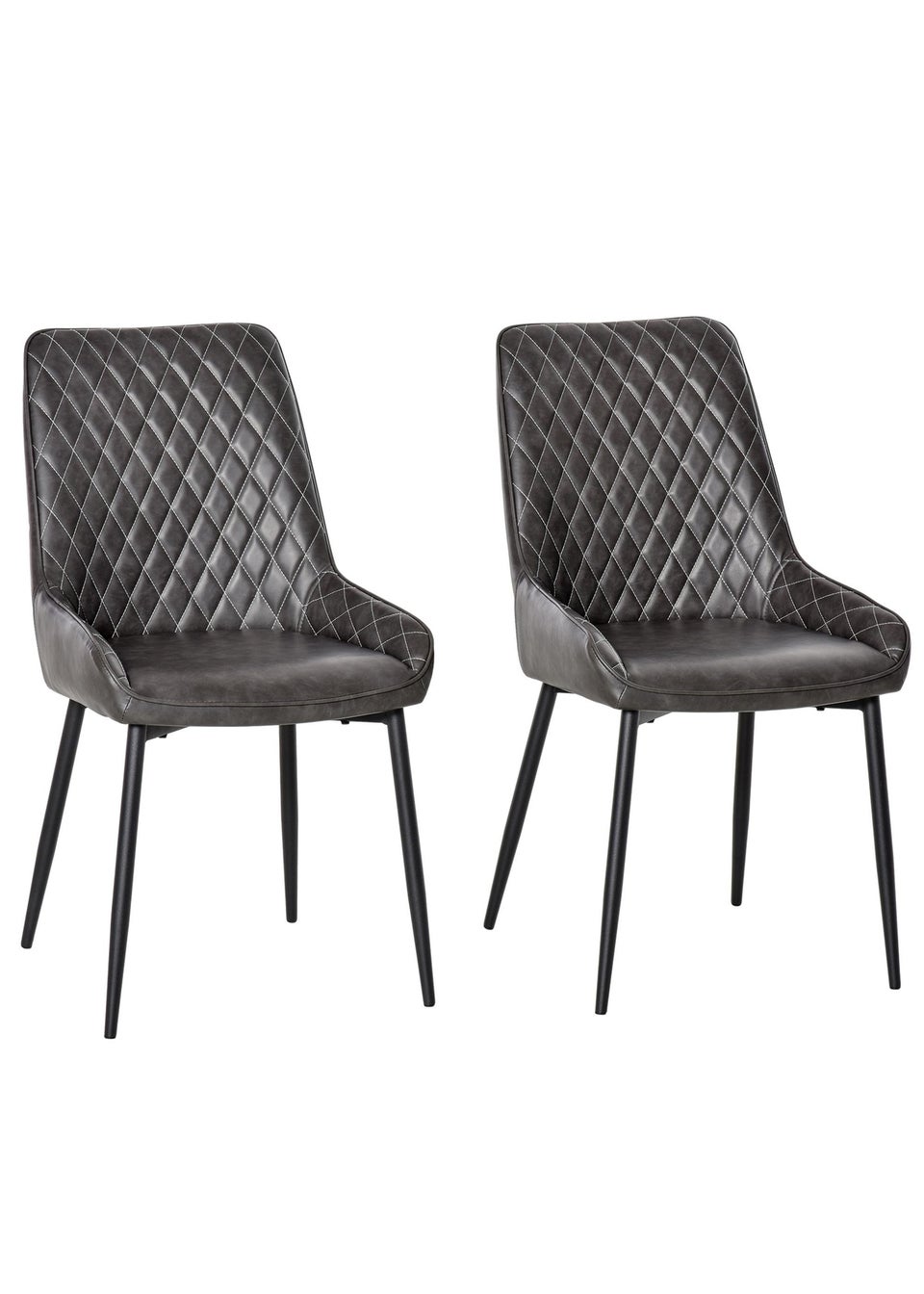 HOMCOM Grey Retro Dining Chair Set of 2 (49cm x 60cm x 89cm)