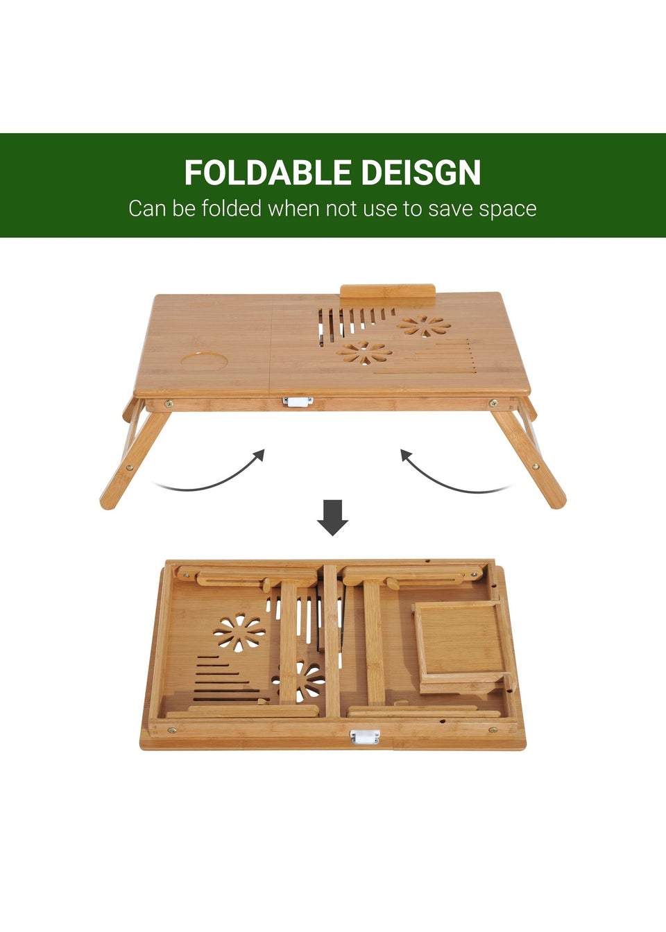 HOMCOM Natural Portable Laptop Desk (55cm x 35cm x 22cm)