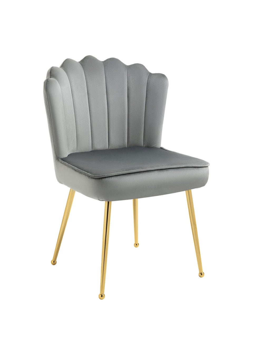 HOMCOM Grey Velvet-Feel Accent Chair (57cm x 58cm x 88cm)