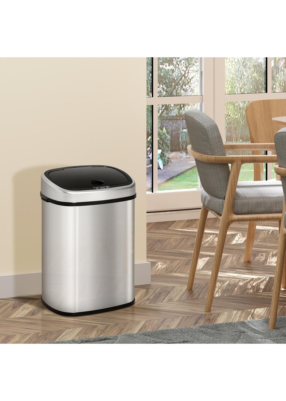 HOMCOM Chrome Sensor Dustbin Touchless Trash Can