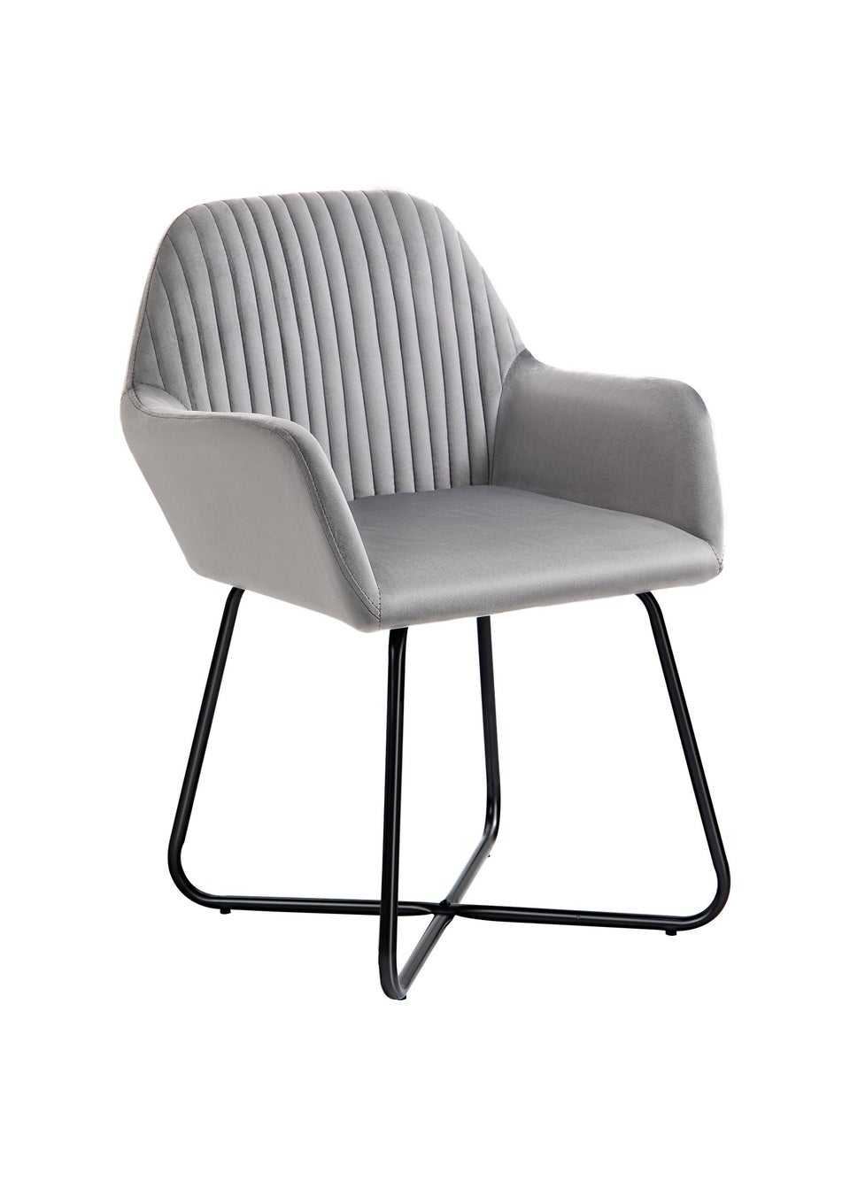 HOMCOM Grey Velvet-Feel Upholstered Accent Chair (60cm x 56.5cm x 85cm)