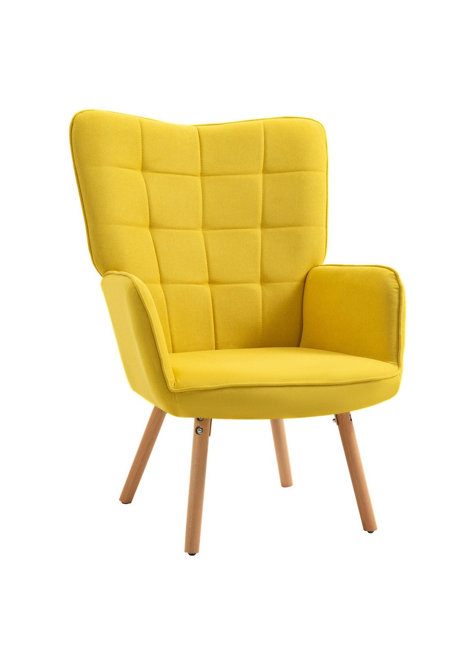 HOMCOM Yellow Modern Velvet-Touch Tufted Accent Chair (71cm x 76cm x 101cm)
