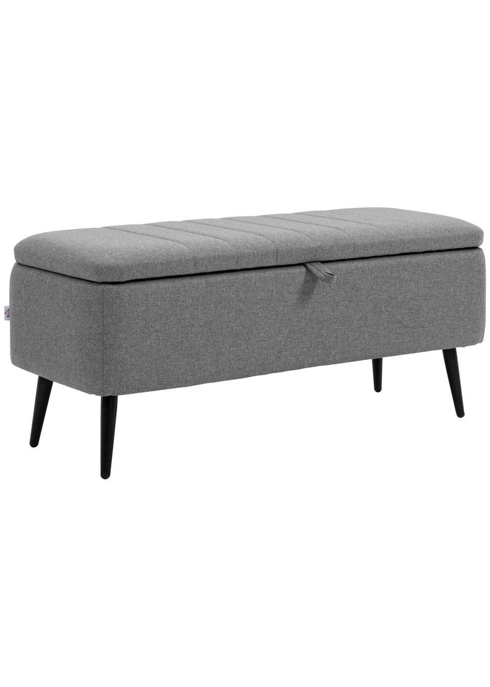 HOMCOM Grey Storage Ottoman Bench with Steel Legs (102cm x 40cm x 44cm)