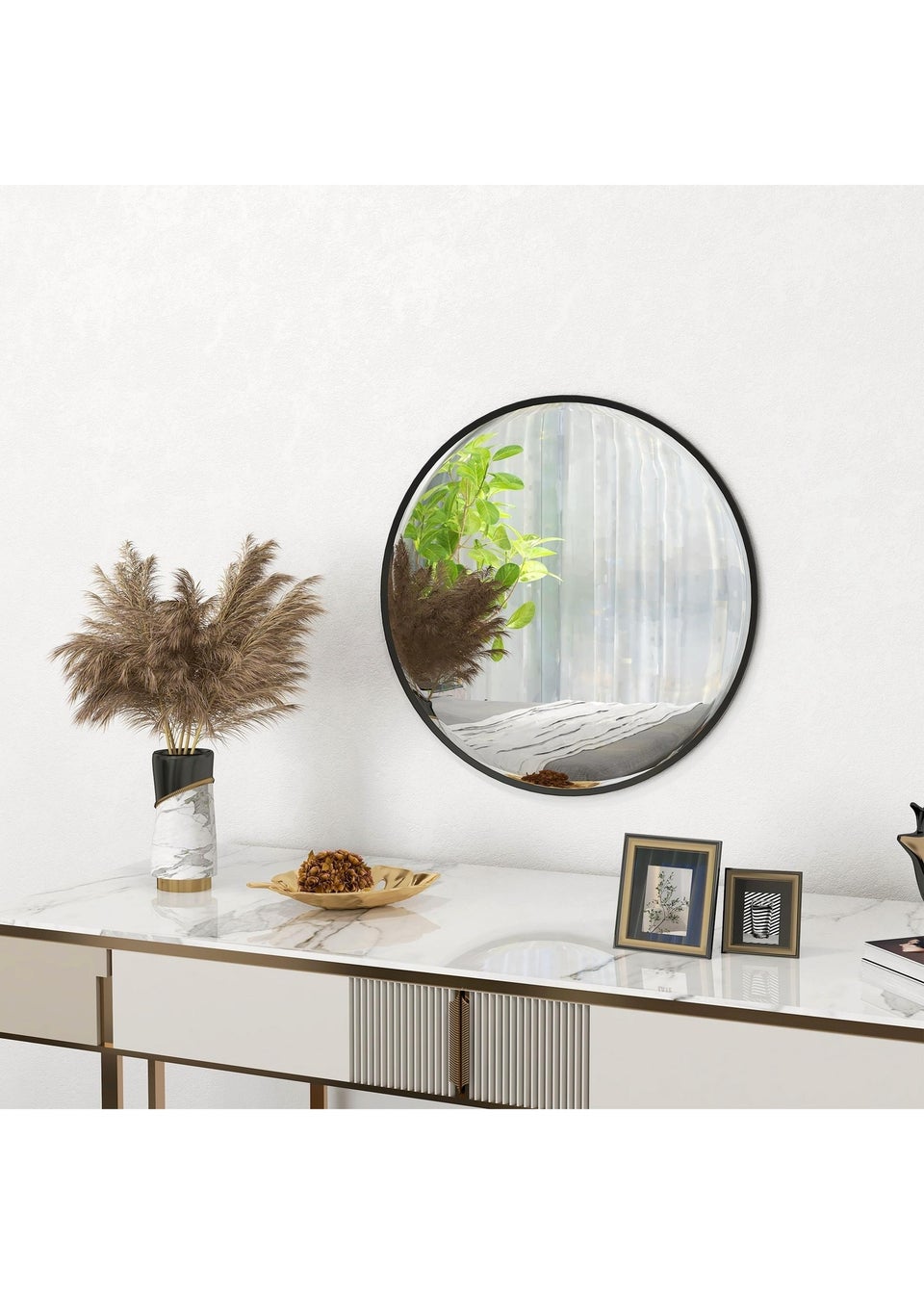 HOMCOM Black Wall Mirror (61cm x 61cm x 1cm)