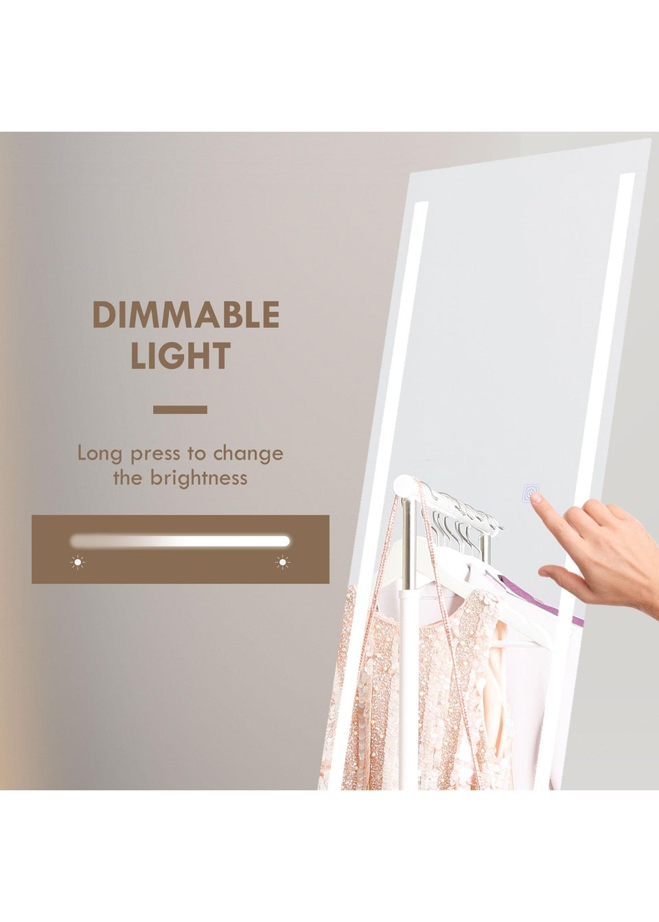 HOMCOM White LED Lighted Full Length Mirror (40cm x 2.9cm x 150cm)