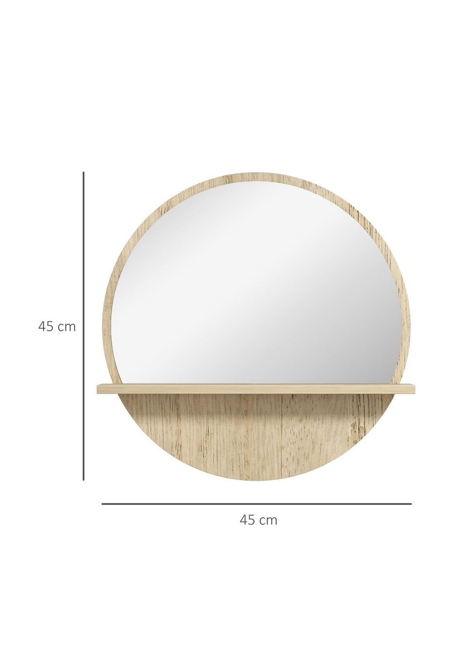 HOMCOM Natural Kleankin Wall Mounted Bathroom Mirror (45cm x 45cm x 10cm)