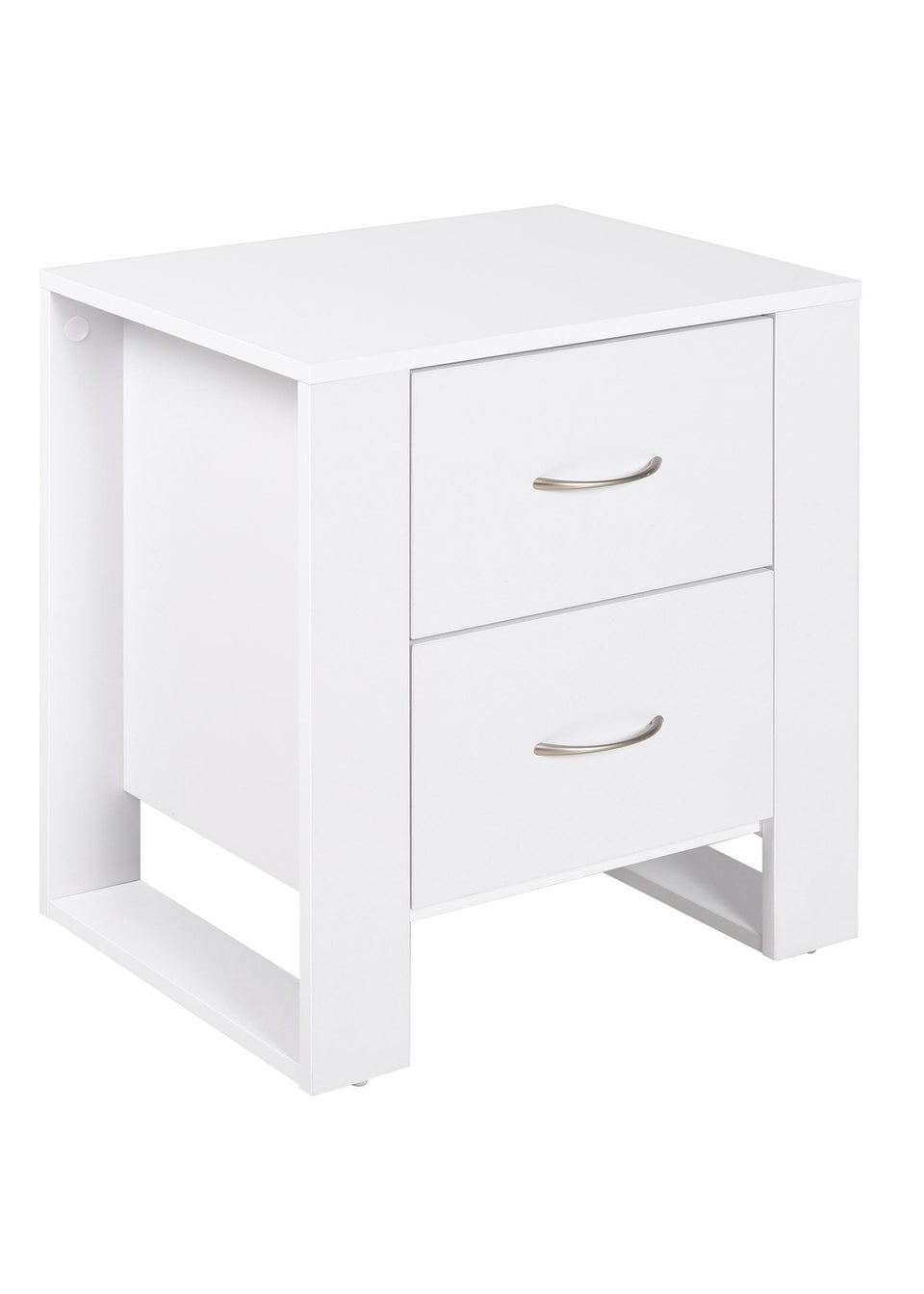 HOMCOM White 2 Drawer Boxy Bedside Table (48cm x 39cm x 54cm)