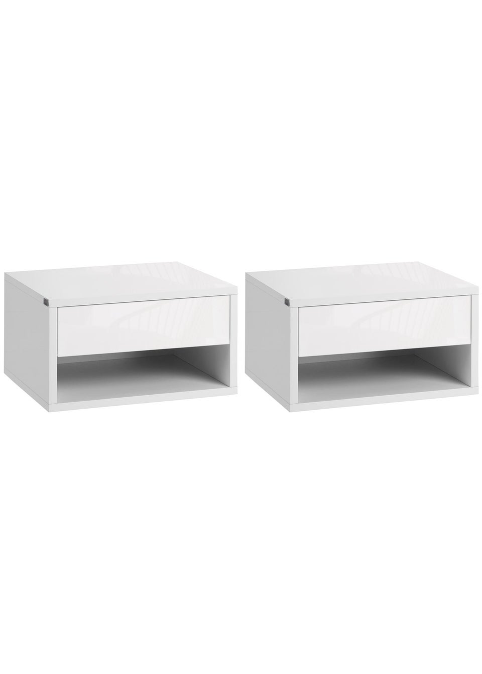 HOMCOM White Floating Bedside Table Set of 2 (37cm x 32cm x 21cm)