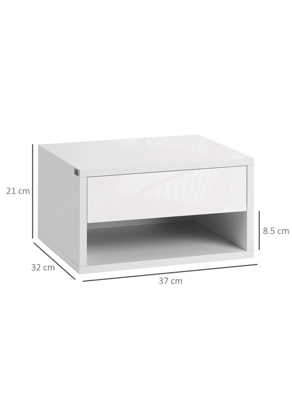HOMCOM White Floating Bedside Table Set of 2 (37cm x 32cm x 21cm)