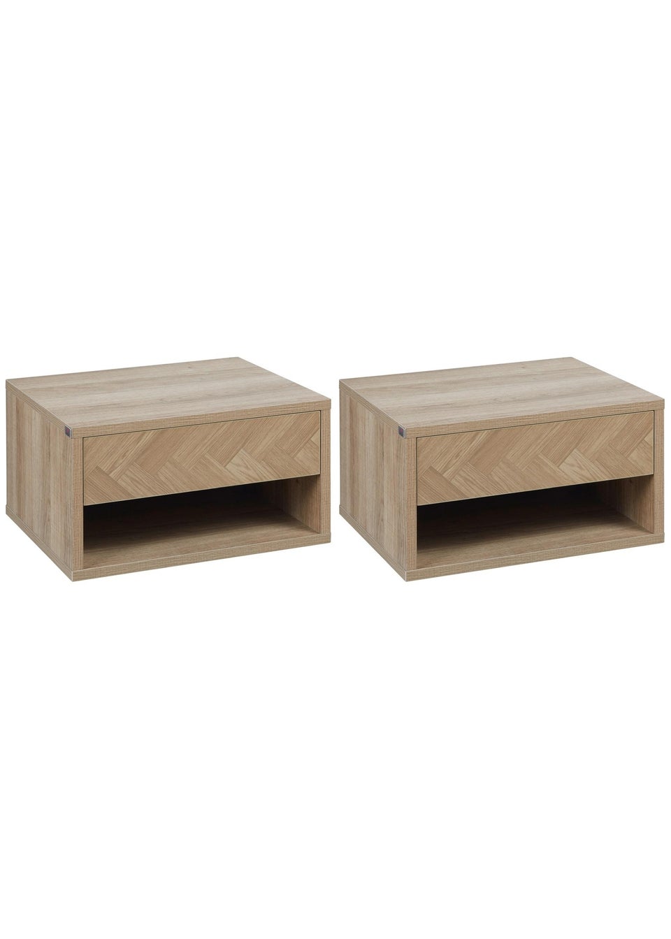 HOMCOM Natural Floating Bedside Table Set of 2 (37cm x 32cm x 21cm)